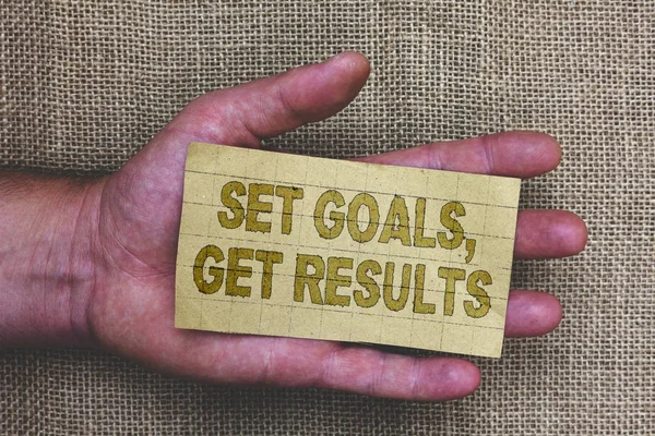 Conceptual Hand Writing Showing Set Goals Get Results Business Photo — Stock Photo, Image