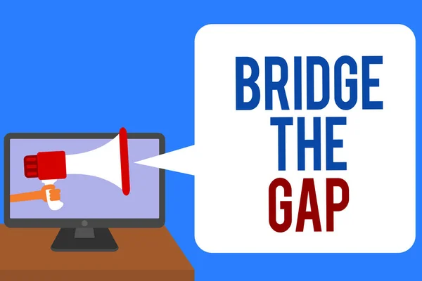 Znak Tekstowy Wyświetlono Most Gap Koncepcyjne Zdjęcie Pokonać Przeszkody Wyzwanie — Zdjęcie stockowe