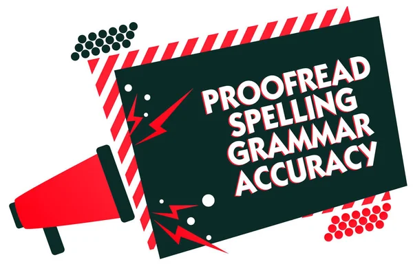 Почерк Написания Текста Proofread Spelling Grammar Accuracy Понятие Означающее Грамматическая — стоковое фото