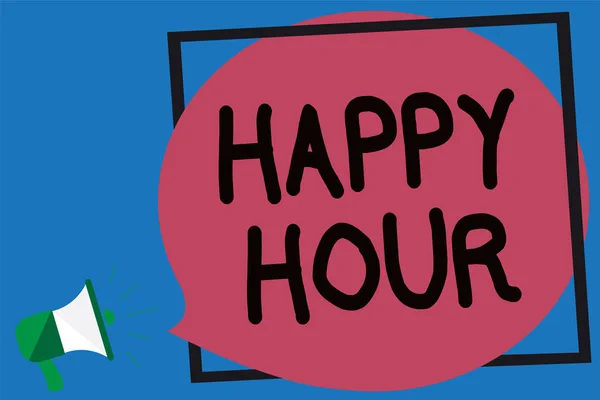 Εννοιολογική Χέρι Γραφή Δείχνει Happy Hour Επαγγελματίες Φωτογραφία Προβάλλοντας Ξοδεύεις — Φωτογραφία Αρχείου