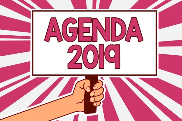 Texto Escritura Palabras Agenda 2019 Concepto Negocio Para Lista Actividades — Foto de Stock