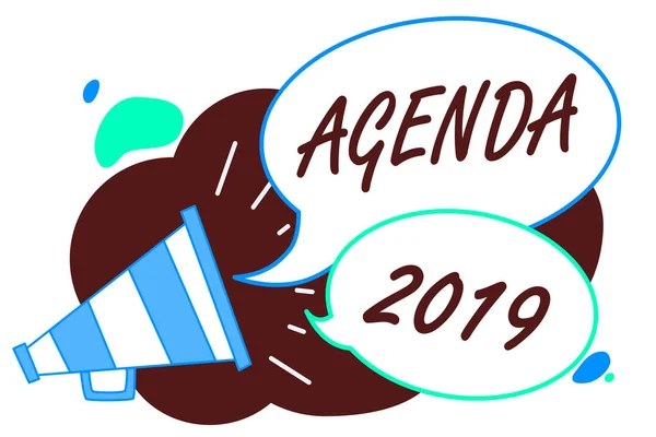 Texto Escritura Palabras Agenda 2019 Concepto Negocio Para Lista Actividades — Foto de Stock