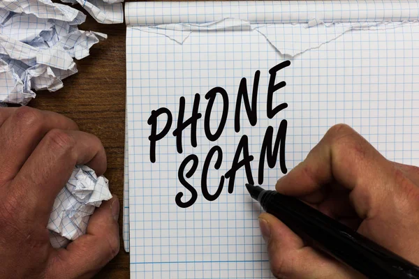 Tekst Teken Weergegeven Telefoon Scam Conceptuele Foto Krijgen Van Ongewenste — Stockfoto