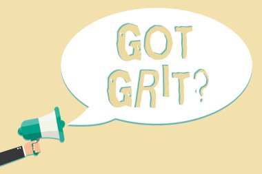 Grit got soru gösterilen Not yazma. İstenen hedef adam doğrultusunda azim ile madeni eşya vitrine iş fotoğraf megafon hoparlör konuşma balonu mesajı yüksek sesle konuşan holding