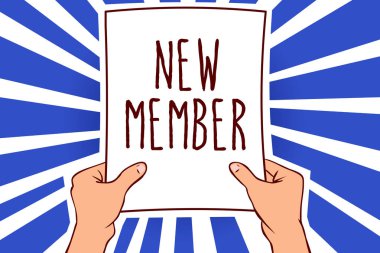 Yeni üye gösterilen Not yazma. Şirket ya da taze çocuk adam holding kağıt mesaj dikkat çekici ışınları fikirleri aydınlatmak önemli Doğum takım için işe çalışan vitrine iş fotoğraf