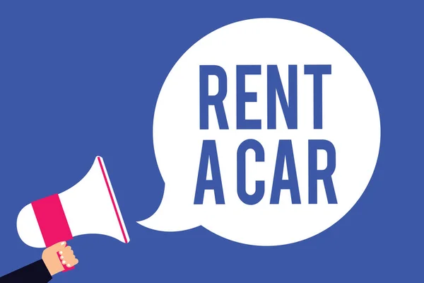 Textový Znak Znázorňující Rent Car Konceptuální Fotografie Platí Pro Využití — Stock fotografie