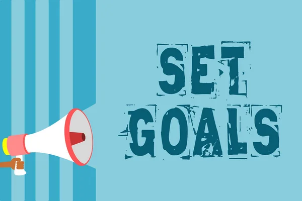 Text Sign Showing Set Goals Conceptual Photo Defining Achieving Something — Stock Photo, Image