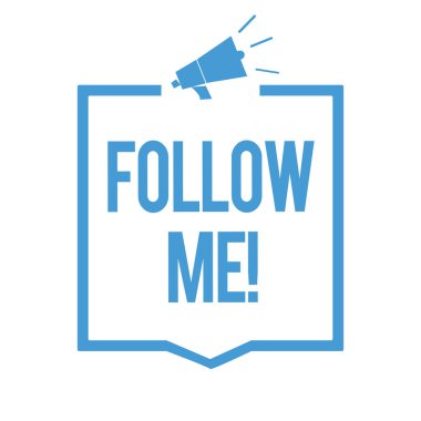 Word metin izleyin bana iş kavramı önemli bilgiler iletişim tercih liderlik megafon hoparlör mavi çerçeve itaat bir kişiye veya gruba davet için yazma