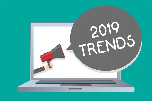 Conceptual Hand Writing Showing 2019 Trends Business Photo Showcasing Things — Stock Photo, Image