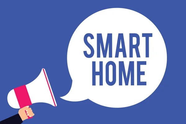 Textschild Das Smart Home Zeigt Konzeptionelle Foto Automatisierungssystem Steuerung Beleuchtung — Stockfoto