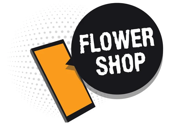 Scrittura Concettuale Mano Che Mostra Flower Shop Foto Lavoro Testo — Foto Stock