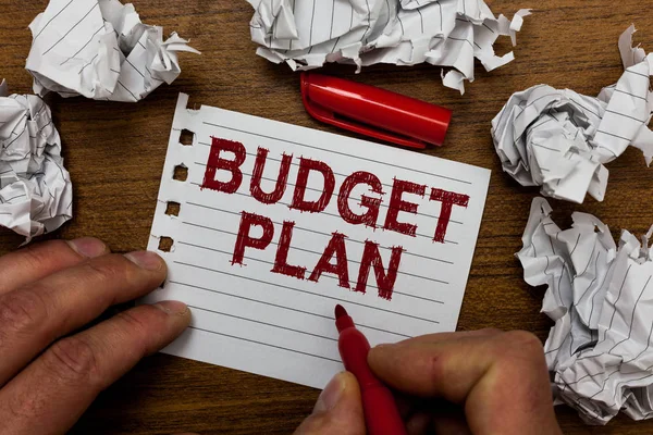 Writing Note Showing Budget Plan Business Photo Showcasing Financial Schedule — Stock Photo, Image