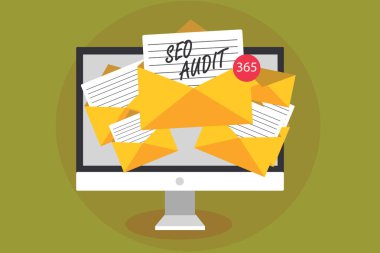 Kavramsal el SEO Denetim gösterilen yazma. İş fotoğraf metin arama motoru optimizasyonu doğrulama ve zarf ile e-postaları bilgisayar iletileri işlem doğrulama sanal kağıtları