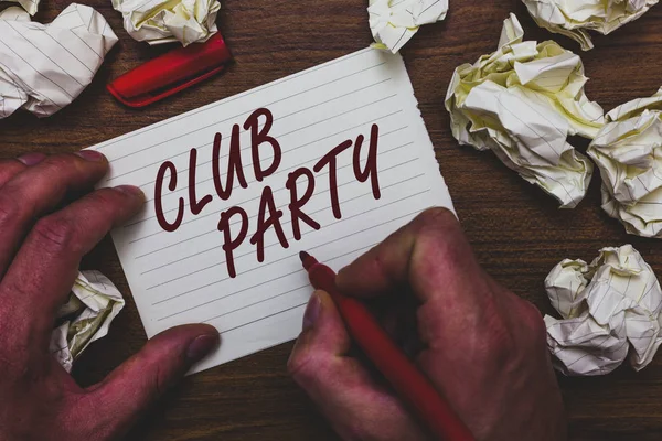 Escritura Mano Texto Club Party Concepto Que Significa Reunión Social — Foto de Stock