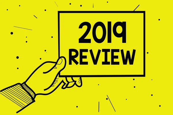 텍스트 2019 합니다 이벤트 전년도 통신을 보고에 비즈니스 노란색 — 스톡 사진