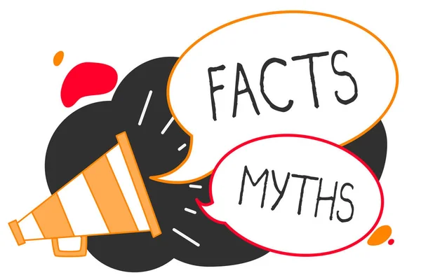 Tulisan Tangan Menulis Facts Myths Konsep Makna Kerja Berdasarkan Imajinasi — Stok Foto