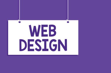 Kavramsal el web tasarım gösterilen yazma. İş üretim ve Web siteleri asılı kurulu mesaj bakımından sorumlu olan fotoğraf vitrine aç kapat işareti mor arka plan