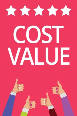 Word metin yazma maliyet değeri. İş kavramı tutar için o genellikle satın bir madde için ödenen veya bir kişi erkek kadın işe onay beş yıldız bilgi pembe arka plan Yaşasın eller