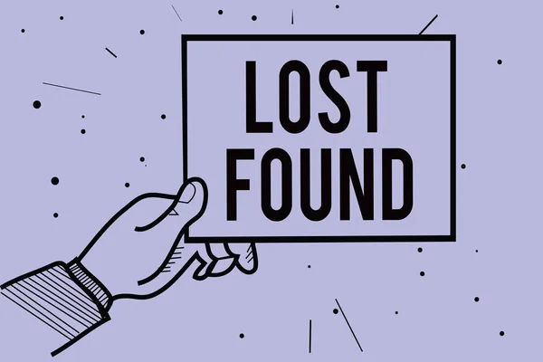 Письменный Почерк Lost Found Понятие Означающее Вещи Которые Остаются Позади — стоковое фото