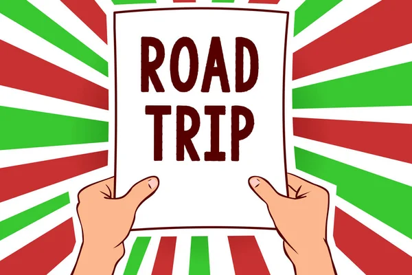 Escrever Bilhete Mostrar Road Trip Foto Negócios Mostrando Roaming Torno — Fotografia de Stock