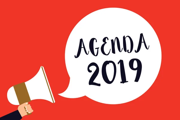 Käsiala Agenda 2019 Käsitteellä Tarkoitetaan Luettelo Toimista Jotta Voidaan Ottaa — kuvapankkivalokuva