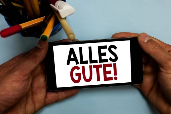 Escrita Conceitual Mostrando Alles Gute Foto Negócios Mostrando Tradução Alemã — Fotografia de Stock