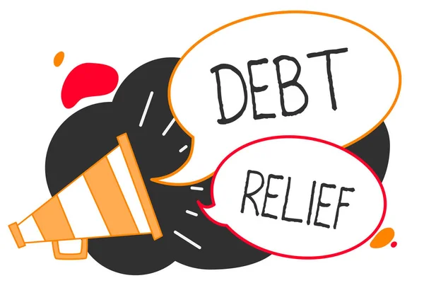 Manuscrito Texto Escrevendo Alívio Dívida Conceito Que Significa Remissão Parcial — Fotografia de Stock