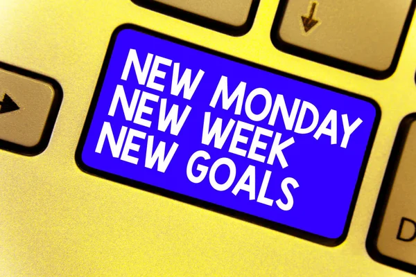 Texto Escritura Palabras New Monday New Week New Goals Concepto — Foto de Stock