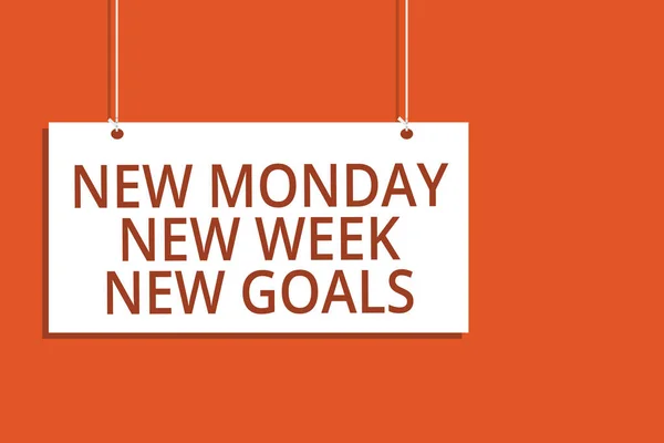 Texto Escritura Palabras New Monday New Week New Goals Concepto — Foto de Stock