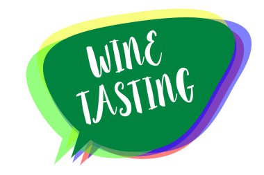 Şarap tatma gösterilen Not yazma. Degüstasyon alkol gurme şarap içme konuşma balonu fikir haber uyarı mektubu gölgeler önemli niyeti söz toplama sosyal vitrine iş fotoğraf