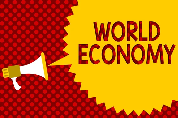 Text Sign Showing World Economy Conceptual Photo Global Worldwide International — Stock Photo, Image