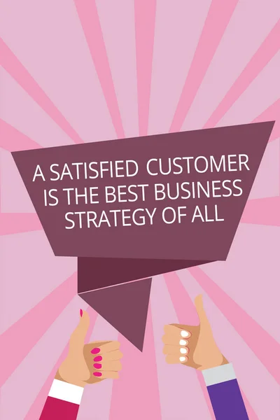 Text Sign Showing Satisfied Customer Best Business Strategy All Conceptual — Stock Photo, Image