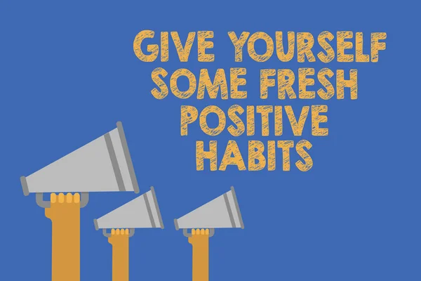 Writing Note Showing Give Yourself Some Fresh Positive Habits Business — Stock Photo, Image