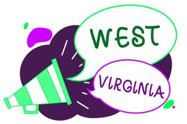 Kavramsal el Batı Virginia gösterilen yazma. Önemli mesaj yüksek sesle konuşan iş fotoğraf metin Amerika Birleşik Devletleri Devlet seyahat turizm gezi tarihi hoparlör konuşma kabarcıklar