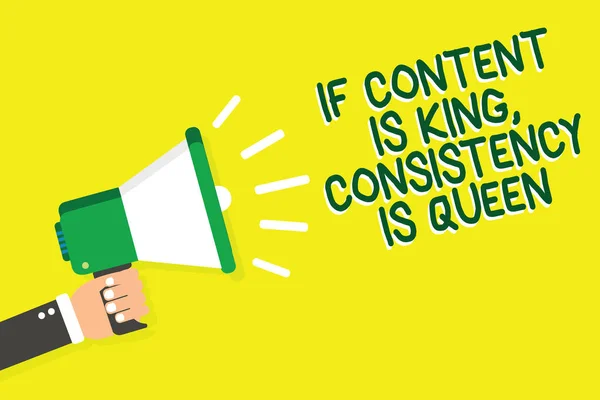 Writing Note Showing Content King Consistency Queen Business Photo Showcasing — Stock Photo, Image