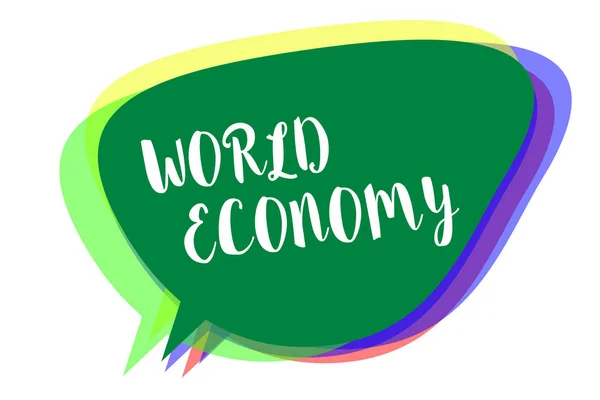 Schreibnotiz Die Die Weltwirtschaft Zeigt Geschäftsfotos Die Die Globalen Internationalen — Stockfoto