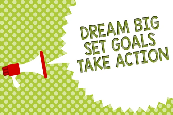 Текст Написання Слів Dream Big Set Goals Приймає Дію Бізнес — стокове фото