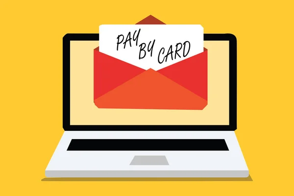 Tekst Znak Wyświetlono Zapłacić Przez Card Pojęciowy Zdjęcie Płatności Kredyt — Zdjęcie stockowe