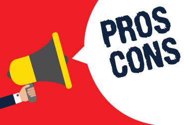 Artıları konsensüs kavramsal gösterilen metin işaret fotoğraf olumlu ve olumsuz faktörleri veya kişi adam nedenleri megafon hoparlör konuşma balonu mesajı yüksek sesle konuşan holding