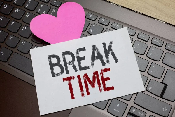 Scrivere Testi Word Break Time Concetto Commerciale Periodo Riposo Ricreazione — Foto Stock