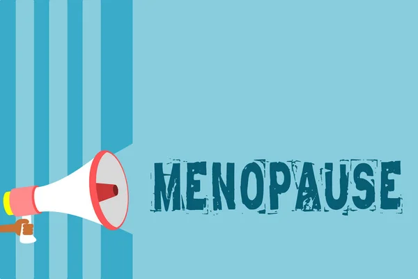 Text Sign Showing Menopause Conceptual Photo Period Permanent Cessation End — Stock Photo, Image