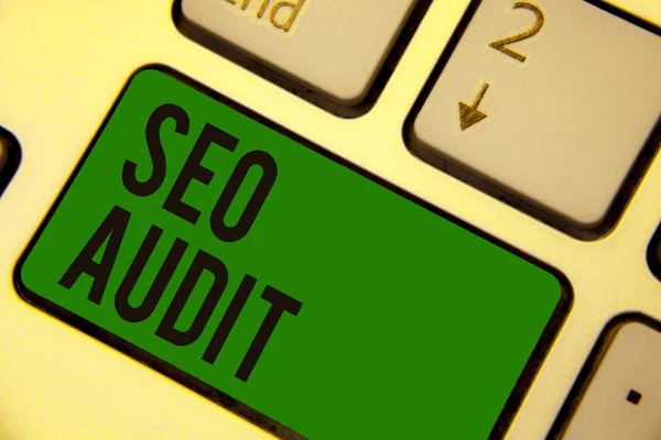 Schrijven Van Notitie Weergegeven Seo Audit Zakelijke Foto Presentatie Search — Stockfoto