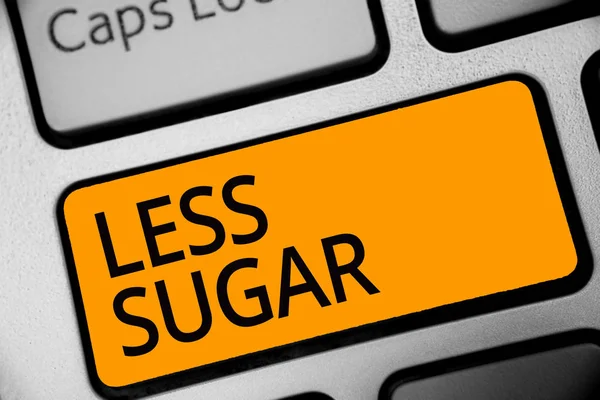 Fogalmi Kézi Írás Kevesebb Cukor Mutatja Üzleti Fénykép Bemutató Kisebb — Stock Fotó