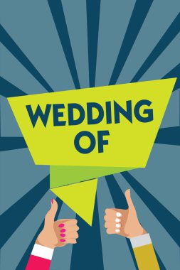 Düğün, yazma el yazısı metin. Erkek ve kadın şimdi evli çift olarak sonsuza kadar kadın adam anlam kavramı ilan onay konuşma balonu origami ışınları arka plan Yaşasın eller