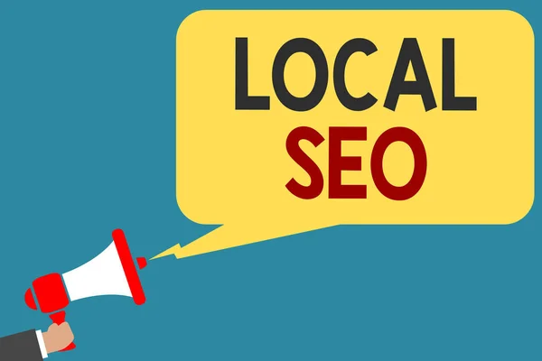 Scrivere Una Nota Che Mostra Local Seo Business Photo Showcase — Foto Stock