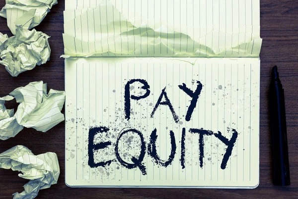 Texto Para Escrita Palavras Pay Equity Conceito Negócio Para Eliminar — Fotografia de Stock