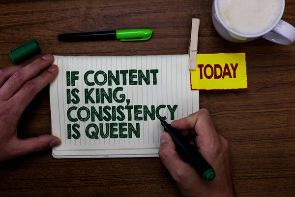 Word Writing Text Content King Consistency Queen Business Concept Marketing — Stock Photo, Image