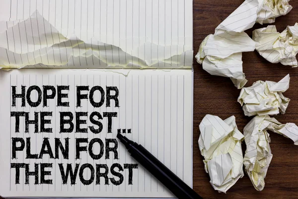 Handwriting Text Writing Hope Best Plan Worst Concept Meaning Make — Stock Photo, Image