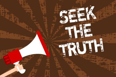El yazısı metin aramak Truth yazma. Megafon hoparlör grunge kahverengi ışınları önemli mesajlar tutan adam için gerçek gerçekleri araştırmak çalışma seyir anlam kavramı keşfetmek