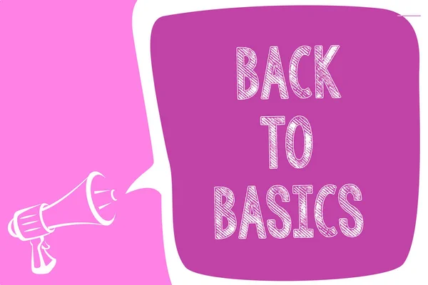 Tekst Teken Weergegeven Back Basics Conceptuele Foto Eenvoudige Dingen Fundamenteel — Stockfoto